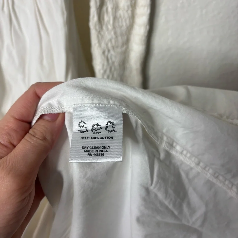 Sea New York Casey Hand Smocked White Long Sleeve Midi Dress Size 12 Large - Picture 8 of 9